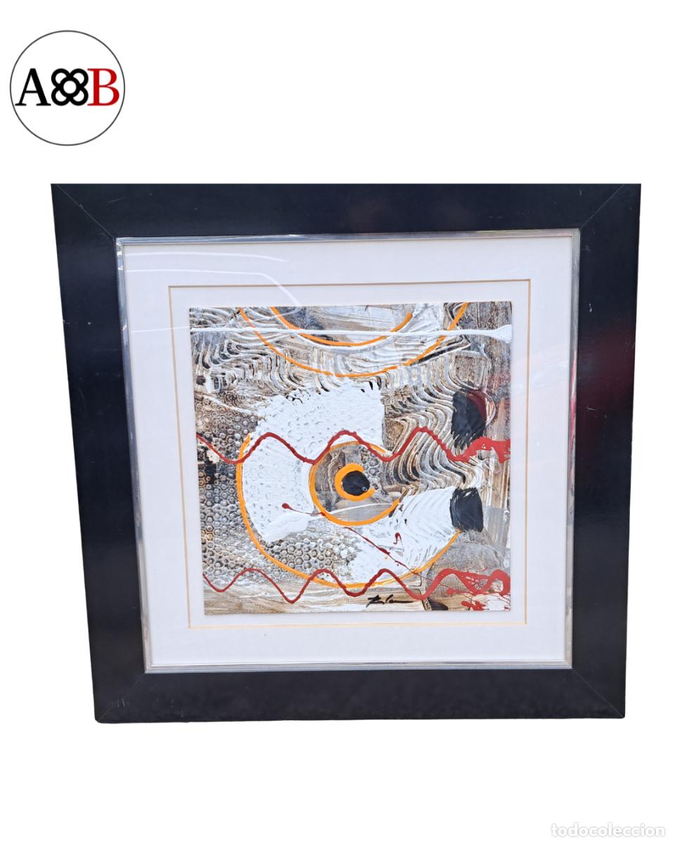 Arte: CUADRO PINTURA ABSTRACTA ORIGINAL T&Eacute;CNICA MIXTA CON MATERIA - FIRMADO - ENMARCADO CON PASPART&Uacute; - 46x
