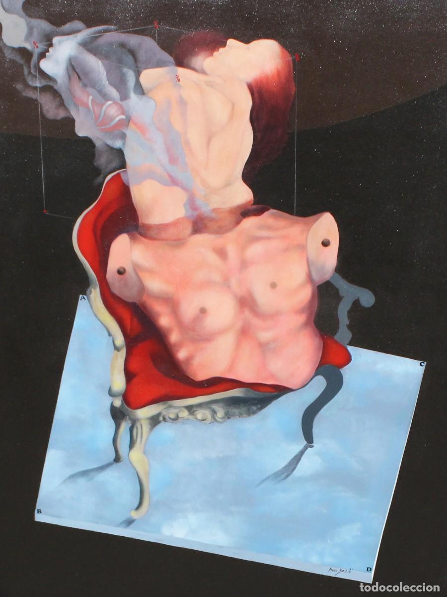 Arte: MARIO BEDINI (1936 - 2011) OLEO SOBRE TELA DEL A&Ntilde;O 1975. HOMENAJE A BOCCACCIO