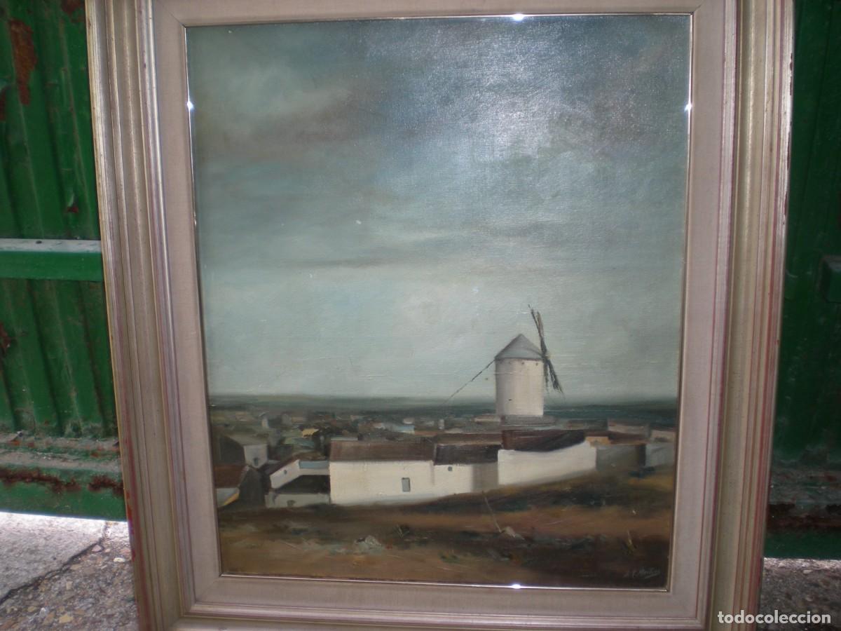 Arte: ANTONIO PIETRO MARTINO 1902 - 1988 oleo lienzo paisaje La Mancha, mediados siglo XX marco 84X73 cms.