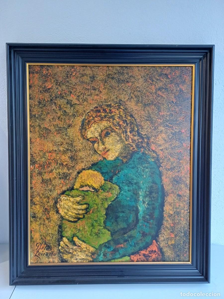 Arte: Constantino PORTAS LEIRADO MATERNIDAD Oleo sobre lienzo 73 x 60 ( obra) 86 x 72 cms (marco)E