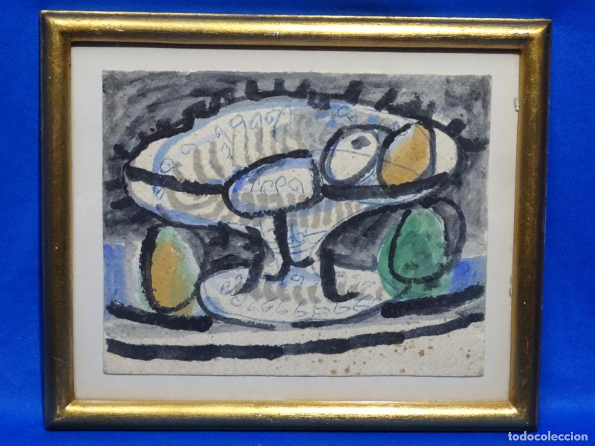 Arte: ANTIGUO BODEGON AN&Oacute;NIMO EN T&Eacute;CNICA MIXTA SOBRE CART&Oacute;N. BODEGON. ESCUELA DE PARIS.