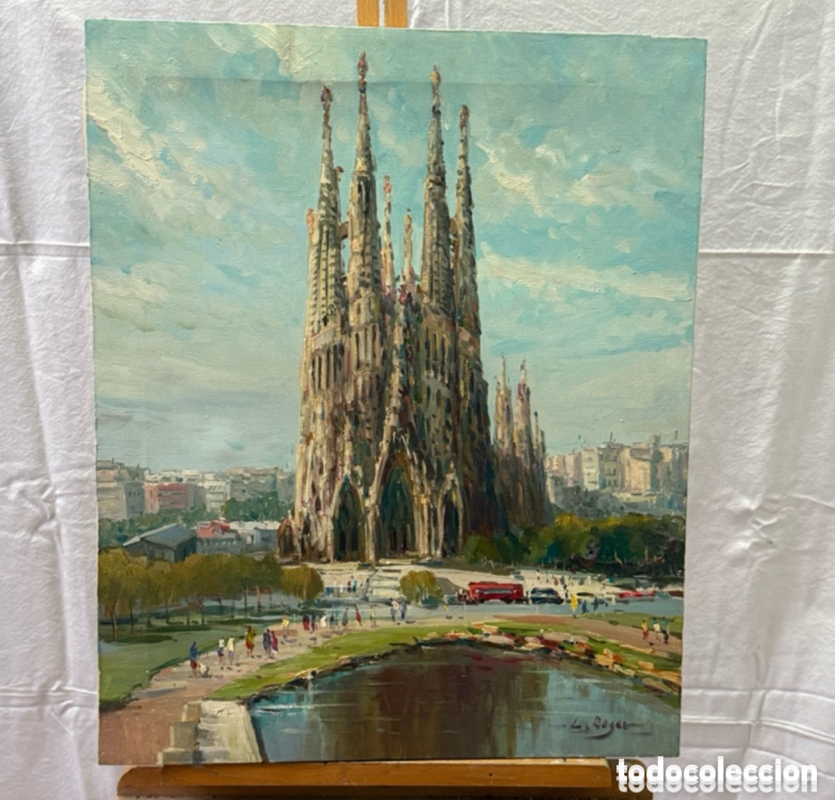 Kunst: Luis Roger - Sagrada Familia Barcelona - &Oacute;leo sobre lienzo firmado - Gran formato 60X50 cm.