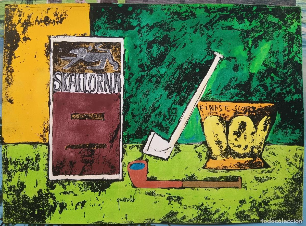 Kunst: JOAN QUERALT DE QUADRAS - GOUACHE Y TINTA CHINA SOBRE PAPEL - 1989 - TABAC DAN&Egrave;S DE PIPA - 45 X 33.