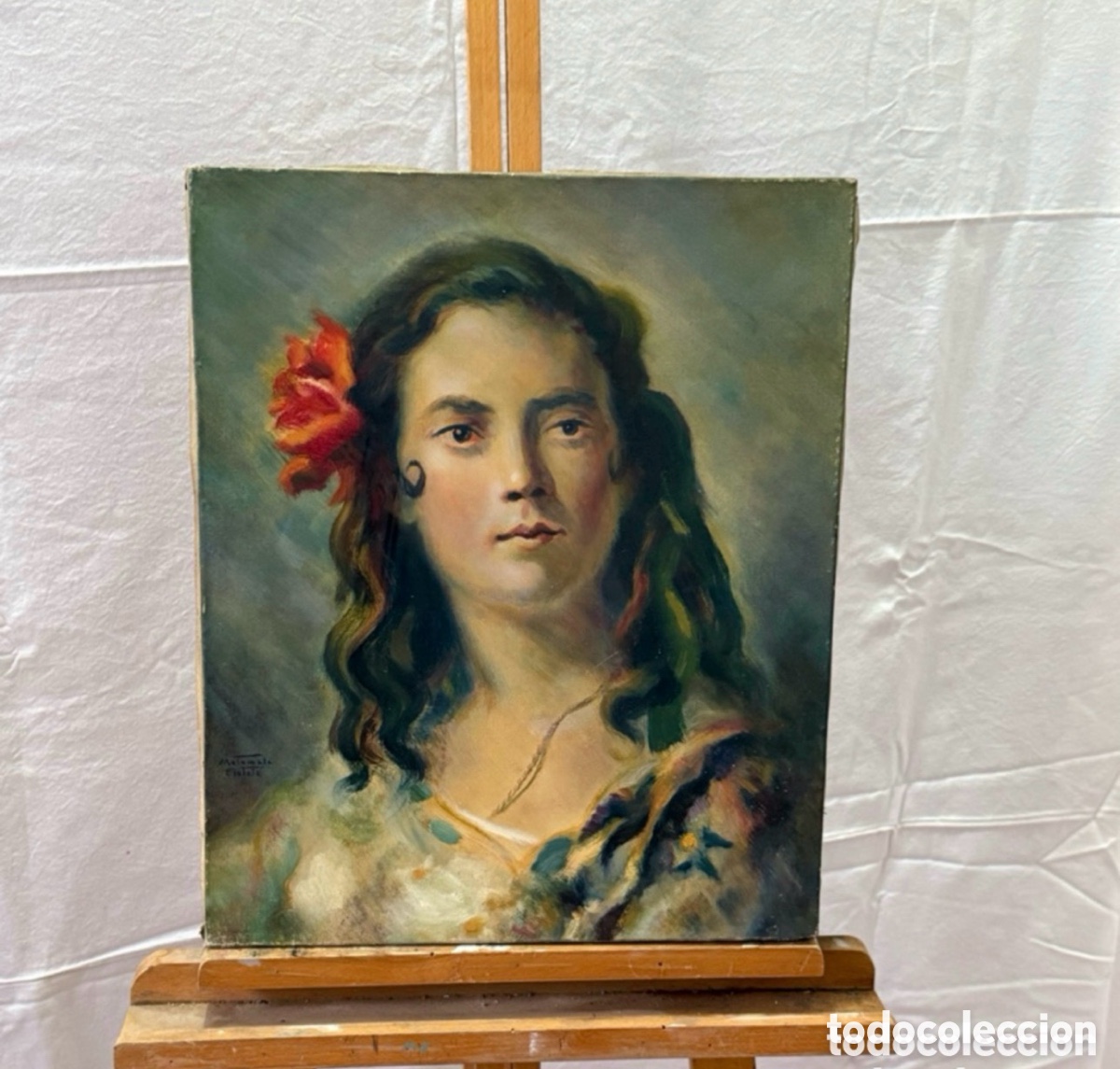Arte: Joan Matamala i Flotats1893- 1977) Gitana. &Oacute;leo sobre lienzo firmado y etiquetado.escuela catalana