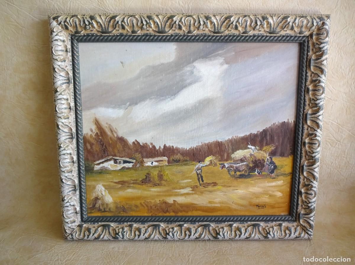 Art: cuadro oleo sobre tela y tabla paisaje firmado por merivall