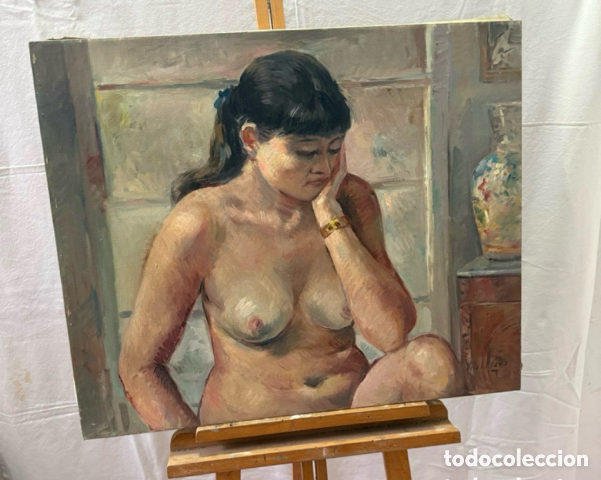 Kunst: Luis Vila Plana (1921-1992) desnudo femenino, &oacute;leo sobre lienzo firmado.