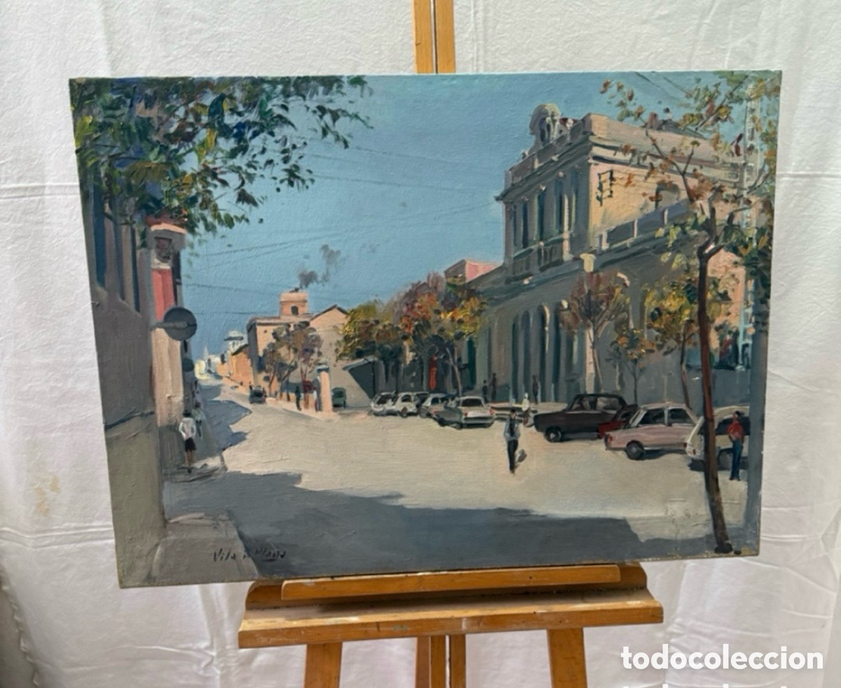 Arte: Luis Vila Plana (1921-1992) Estaci&oacute; del Nord de Sabadell, &oacute;leo sobre lienzo firmado.