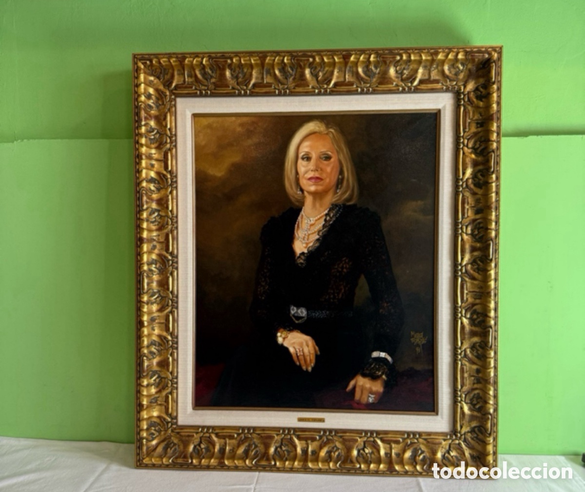 Arte: MIQUEL ESPARBE, retrato mujer, oleo sobre lienzo 70x52 cm firmado y enmarcado.