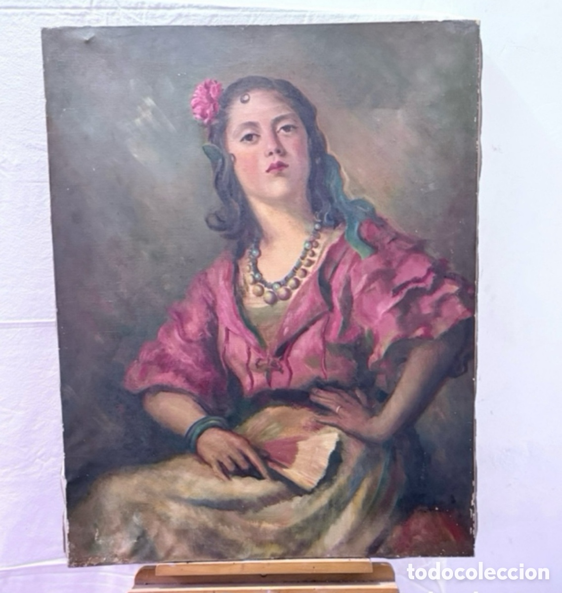 Arte: Joan Matamala i Flotats1893-1977)Gitana. &Oacute;leo sobre lienzo firmado. Retrato femenino. Colg. Catal&aacute;n.