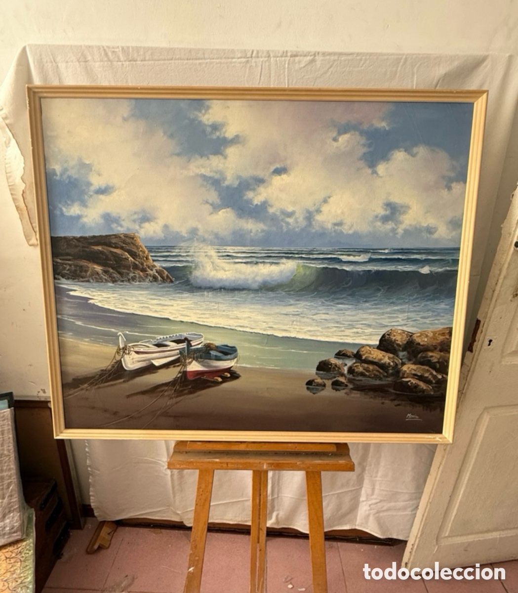 Kunst: &Oacute;leo sobre lienzo de Manuel M. Merino marina gran formato 102 x 84 cm.