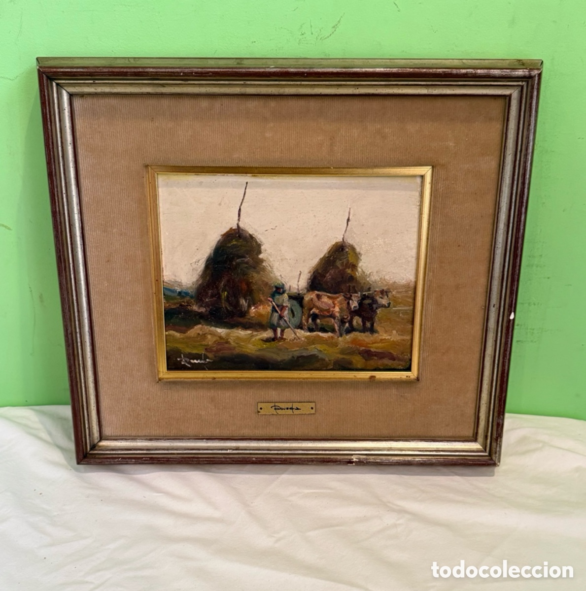 Kunst: Ram&oacute;n Poveda Ibars (Sabadell 1936) &oacute;leo tablex paisaje rural Ribera de Card&oacute;s firmado y enmarcado.
