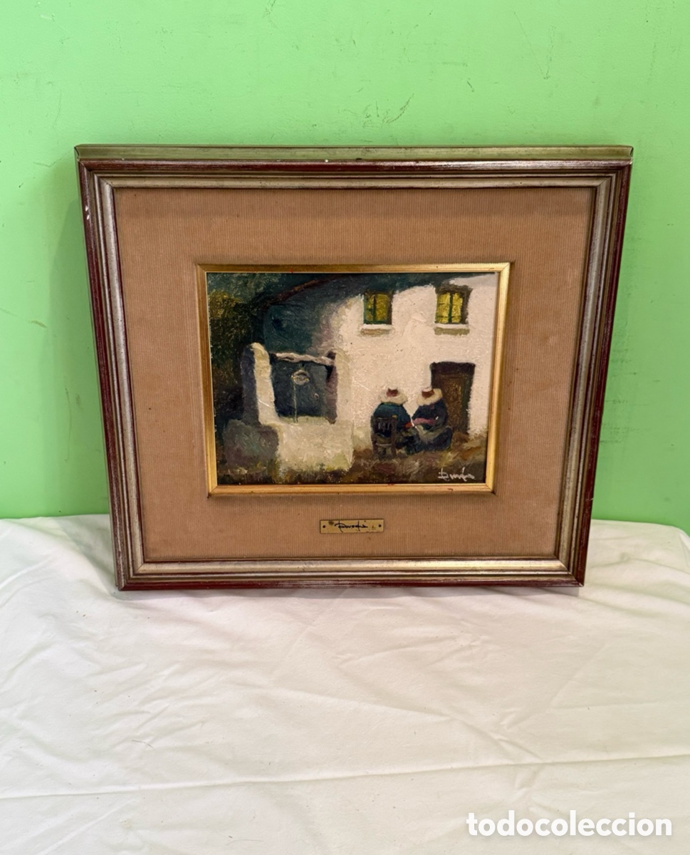 Arte: Ram&oacute;n Poveda Ibars (Sabadell 1936) &oacute;leo tablex escena rural Regenc&oacute;s firmado y enmarcado