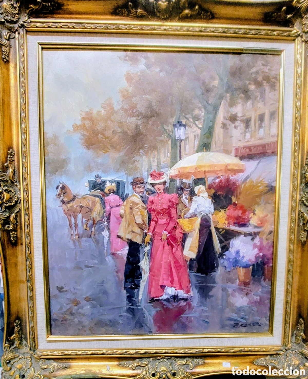 Arte: LUIS ARANA SAGASTA OLEO TELA 61X50 LA FRORISTA DEL BOULEVARD EN PARIS