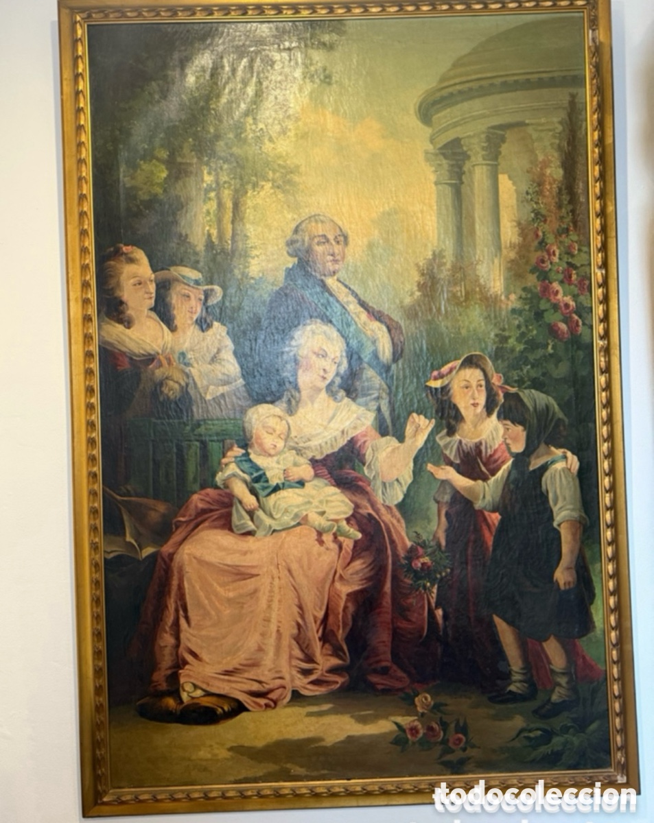Arte: Luis XVI de Francia y su Familia - Gran &Oacute;leo Historicista de Inspiraci&oacute;n Dieciochesca SXIX.