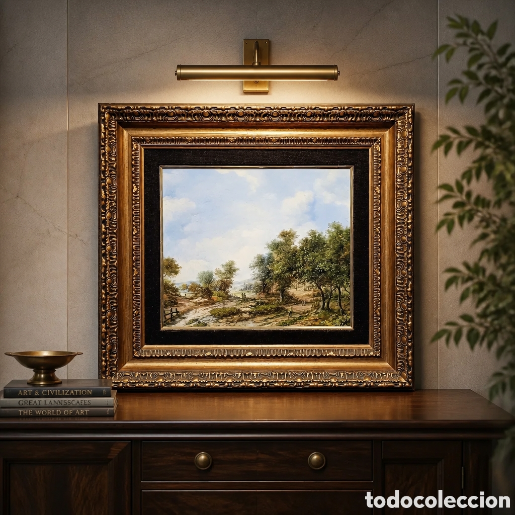 Arte: OLEO PAISAJISTICO SOBRE PLANCHA DE COBRE . MEDIDAS OBRA 41&times;35 CON MARCO 63&times;57 cm