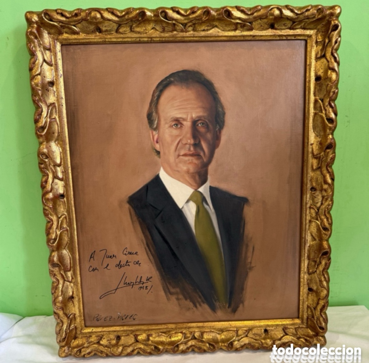 Arte: Retrato de Su Majestad el Rey Juan Carlos I - &Oacute;leo sobre lienzo firmado Carlos P&eacute;rez Herce - 1988.
