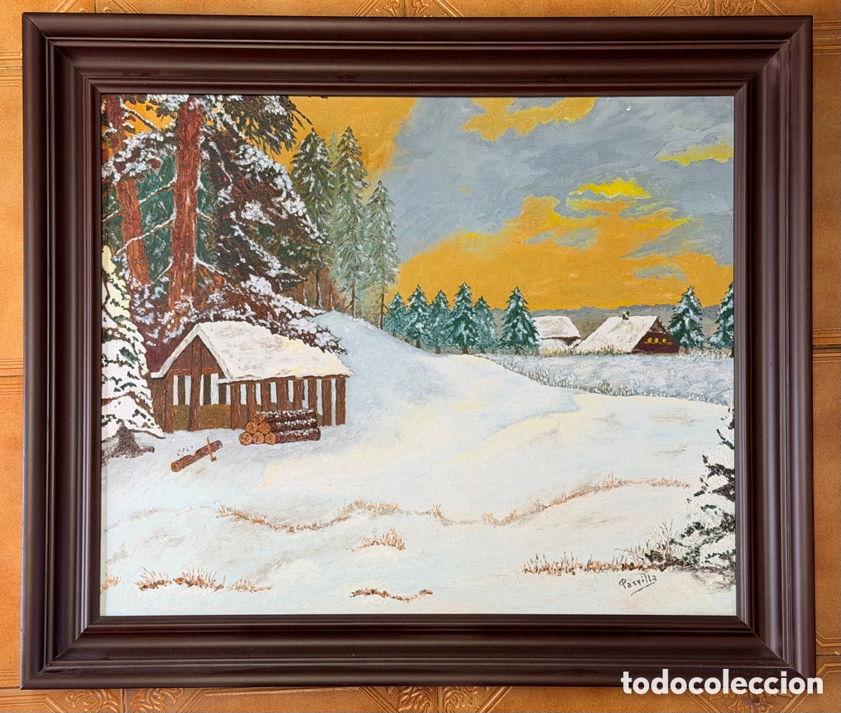 Arte: Gran Pintura al &Oacute;leo Paisaje Invernal