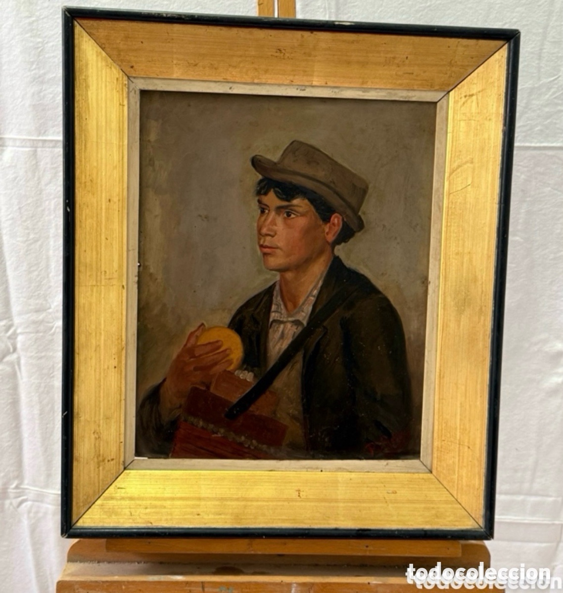 Arte: Retrato masculino. Principios del siglo XX. &Oacute;leo sobre tablex firmado.