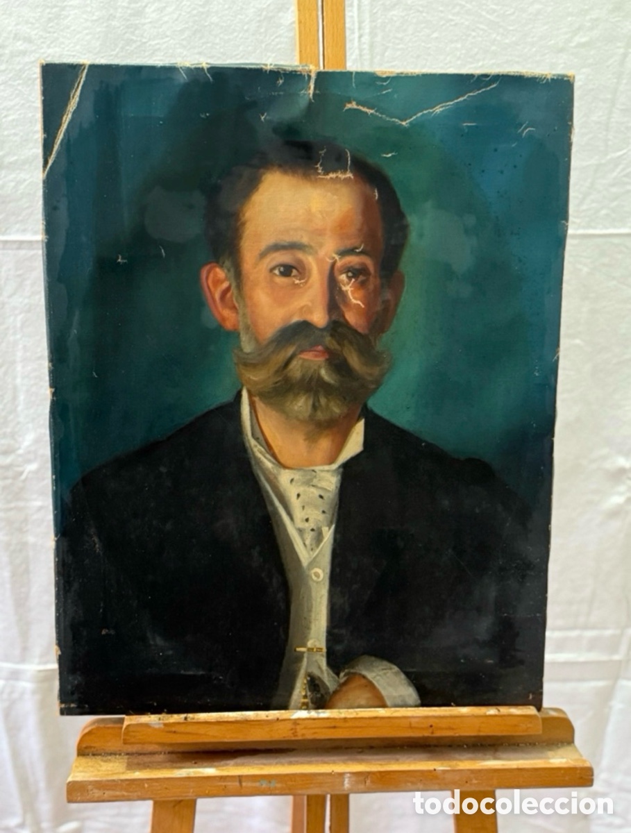 Arte: Retrato masculino siglo XIX firmado A. Ruiz &oacute;leo sobre lienzo 1888