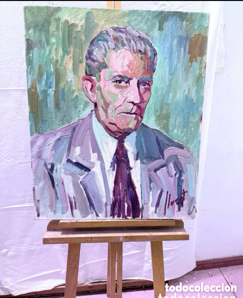 Arte: Lluent. &Oacute;leo sobre lienzo. Retrato masculino firmado