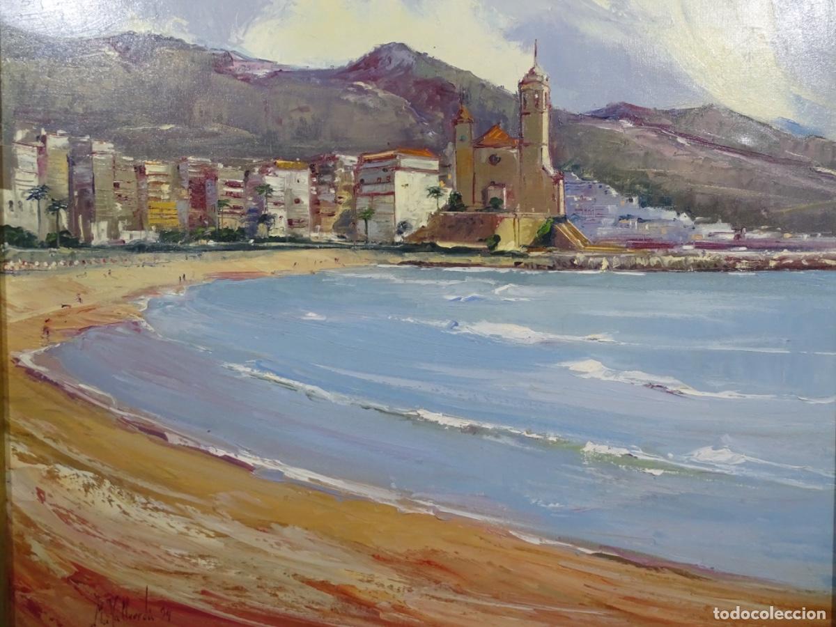 Arte: OLEO SOBRE TELA FIRMADO M. ALLVERD&Uacute; 94. SITGES.