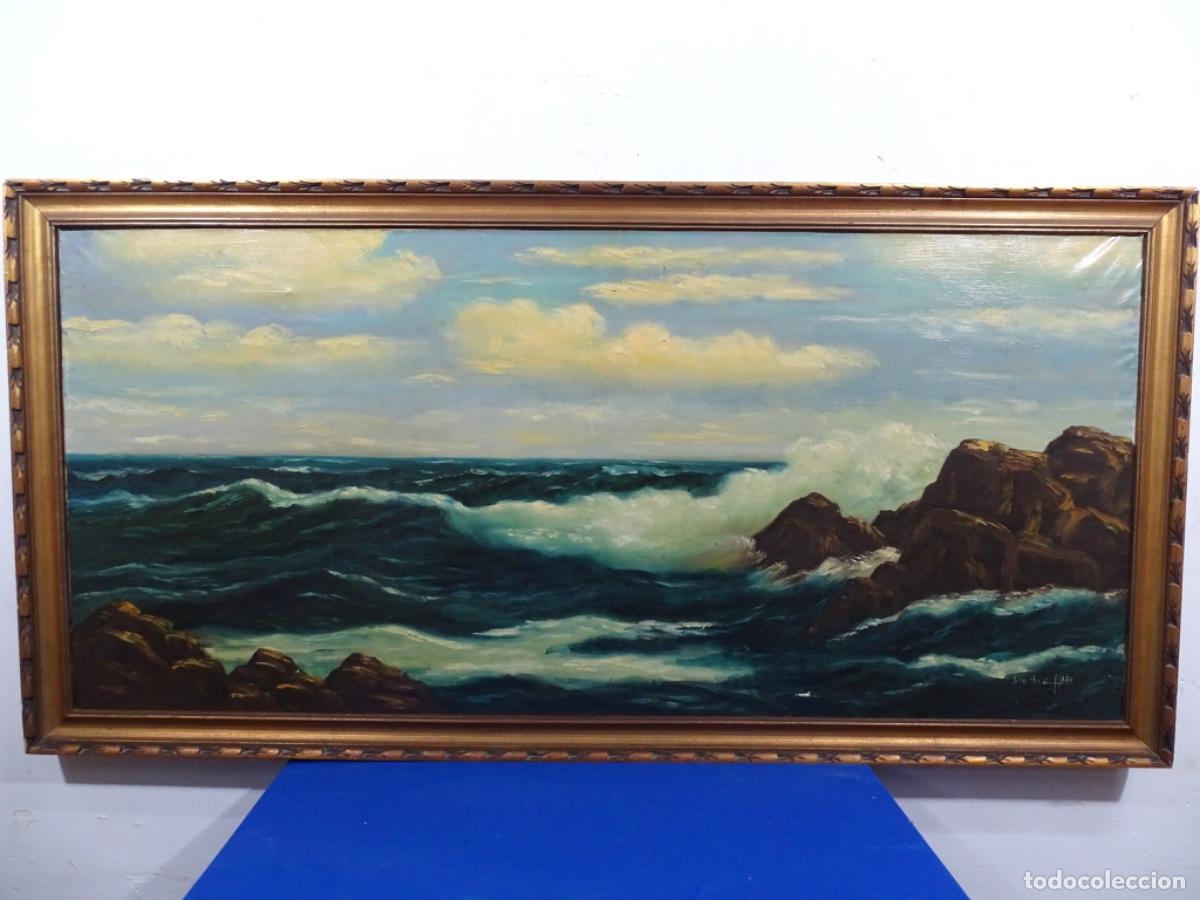 Arte: GRAN OLEO TELA SANCHEZ HARO. PAISAJE MAR BRAVIA.
