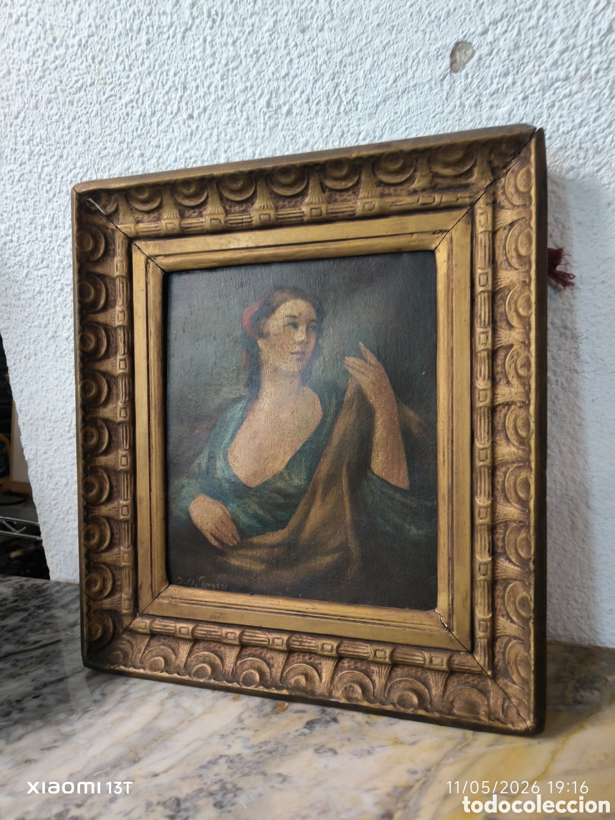 Arte: Oleo sobre lienzo antiguo con firma