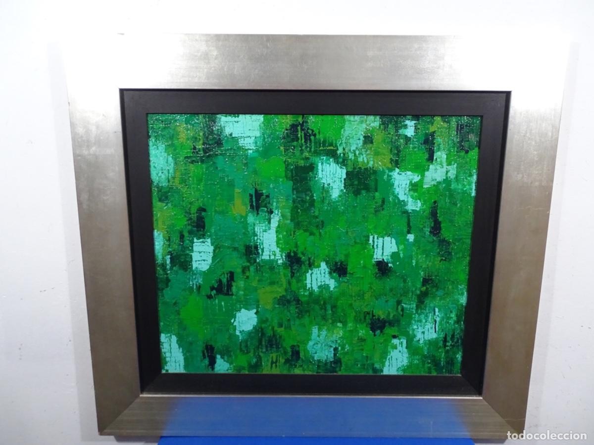 Arte: GRAN OLEO SOBRE TABLA ANONIMO. VERDES. - Foto 2
