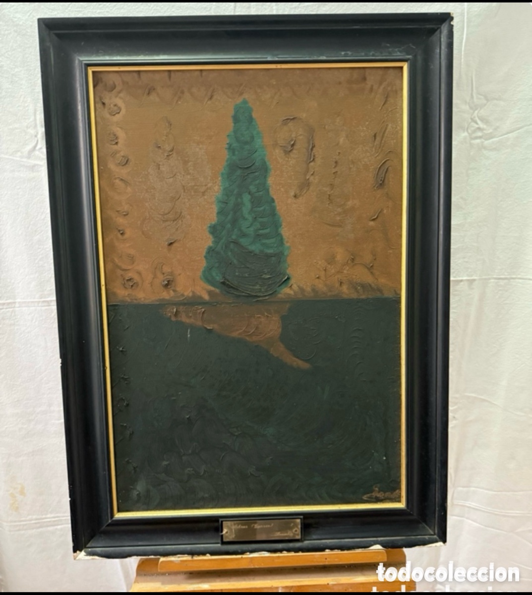 Arte: &Oacute;leo sobre lienzo firmado Slovenka &rdquo; Arbres (Cypr&egrave;s) &rdquo; 7/12