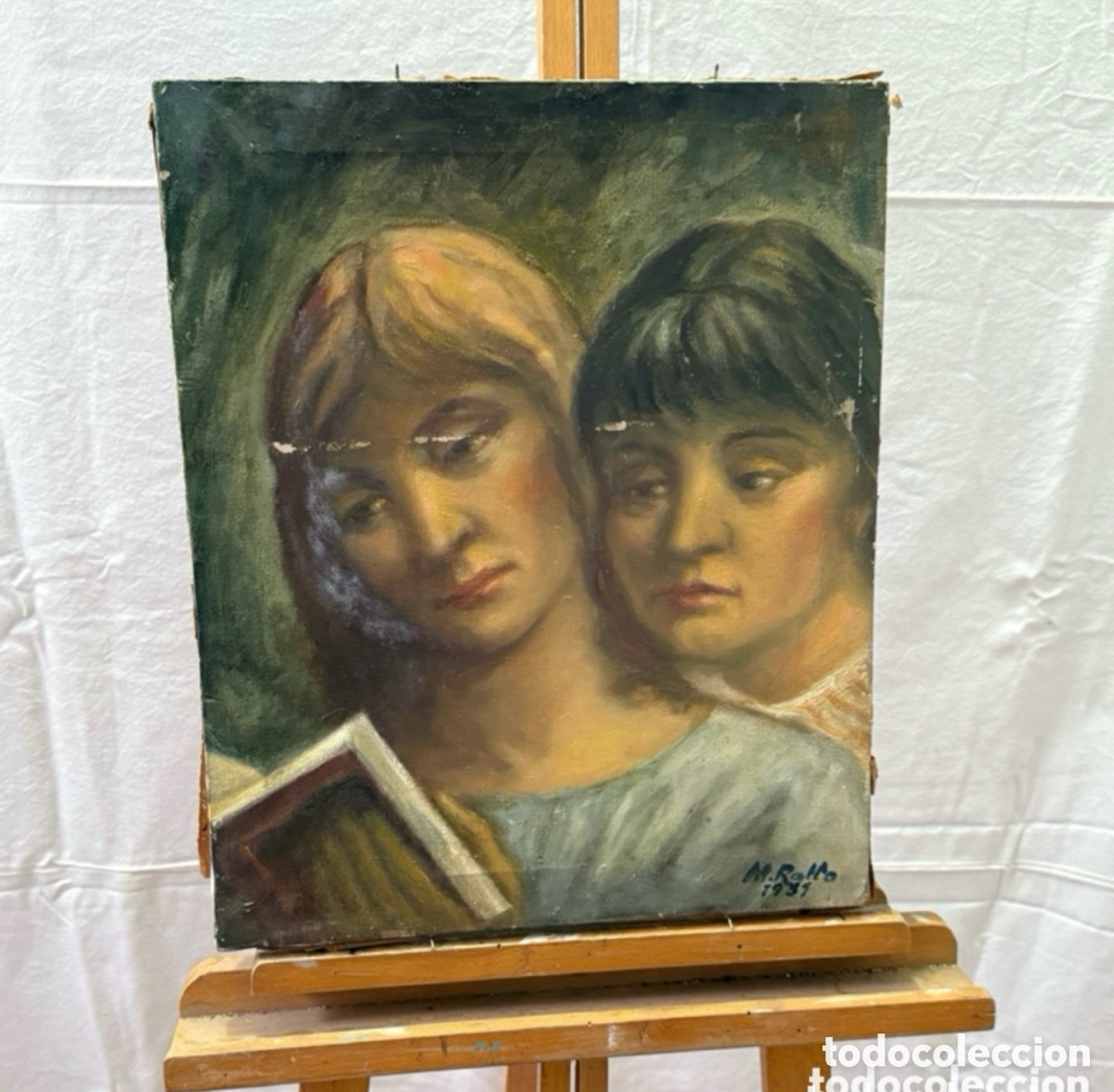 Arte: Manuel Rallo i Bono (Morella 1911 - Sabadell 1982) Retrato de j&oacute;venes leyendo.&Oacute;leo sobre lienzo