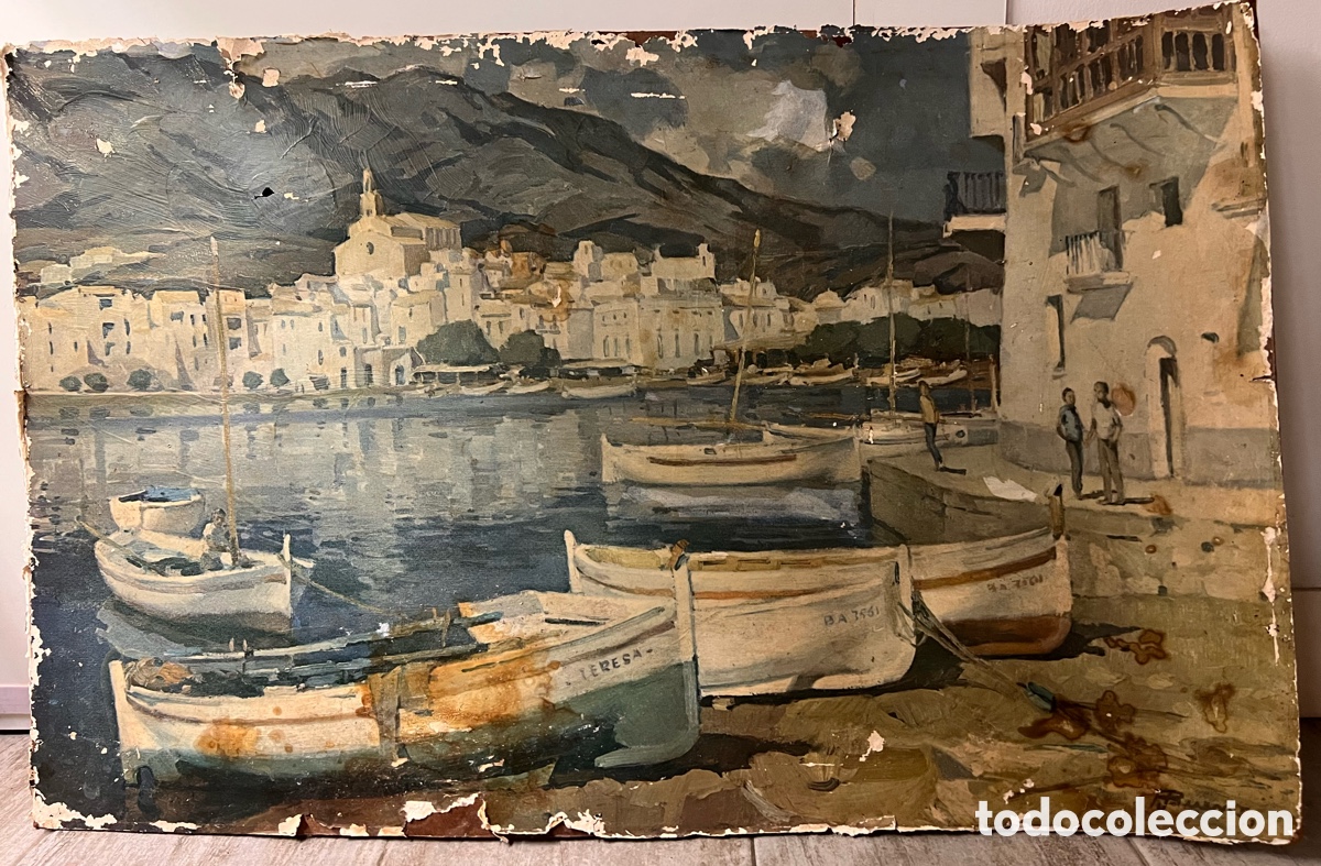 Arte: &rdquo;Oleo original de Pascual Bueno - Vista de Cadaqu&eacute;s