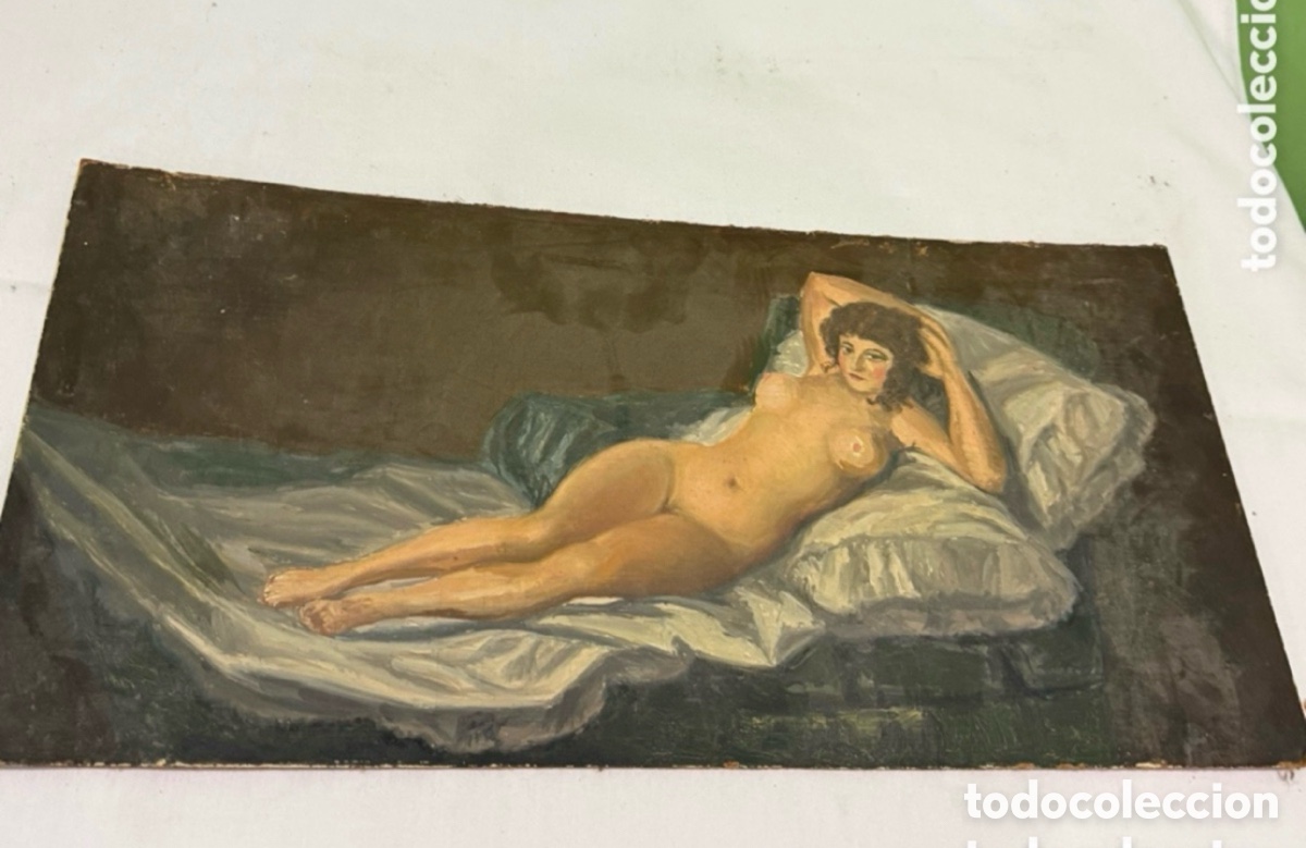 Arte: Arturo Mart&iacute;nez Cabezas (1899) &oacute;leo sobre tablex desnudo femenino.