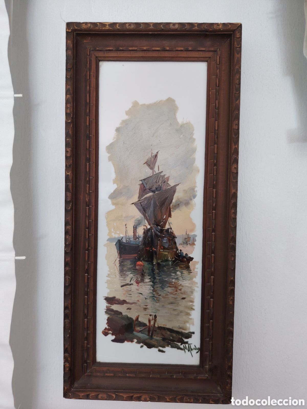 Arte: Pareja de &oacute;leos sobre cer&aacute;mica del pintor asturiano Mart&iacute;nez Abades