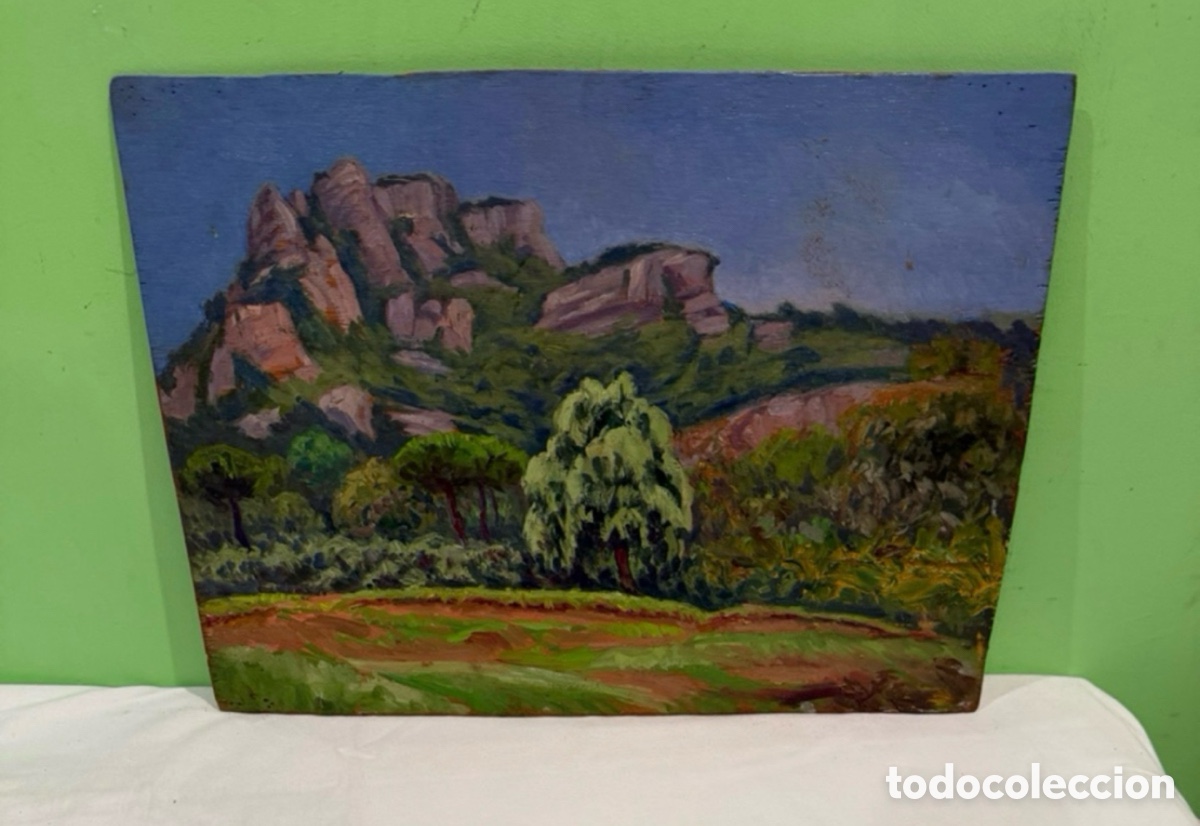 Arte: Arturo Mart&iacute;nez Cabezas (1899) &oacute;leo sobre tablex paisaje de Montserrat.