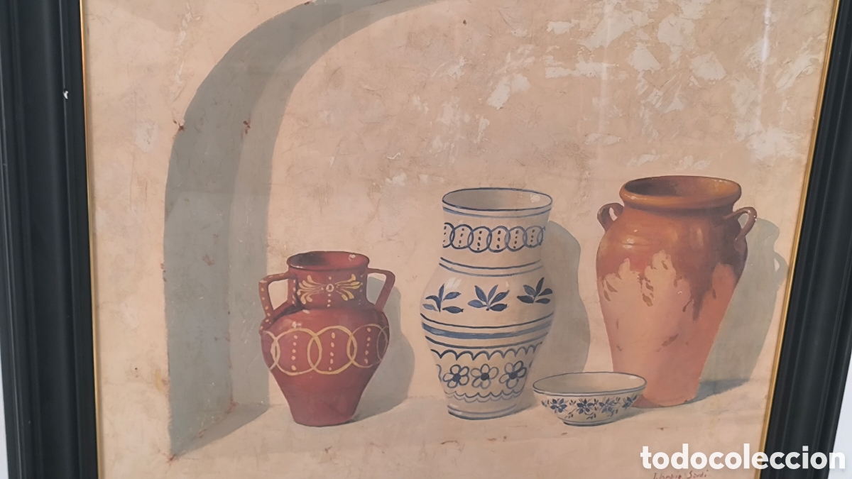 Arte: Bodeg&oacute;n costumbrista con barros y cer&aacute;micas populares &ndash; escuela espa&ntilde;ola &ndash; Juan Ignacio Sard&iacute;.