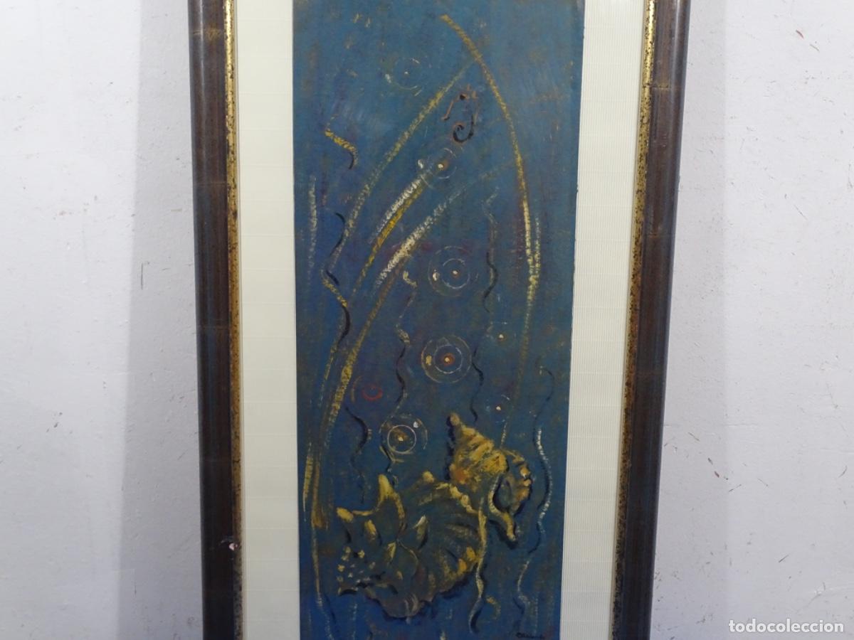 Arte: &Oacute;LEO SOBRE CARTULINA FIRMADO REDONDO. CARACOLAS.