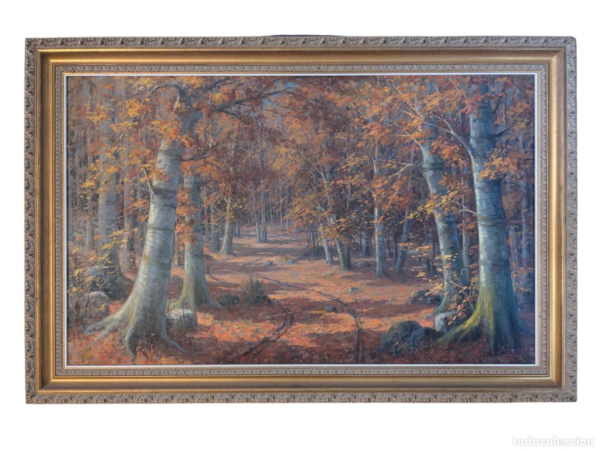 Arte: Juli Batall&eacute; i Murl&agrave; (1926-2010) - Pintura a l'oli sobre tela - Paisaje catal&aacute;n - Escuela de Olot