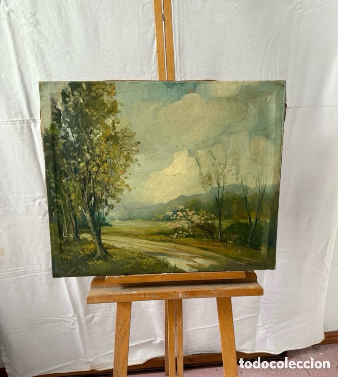 Arte: Paisaje catal&aacute;n. Principios del siglo XX. &Oacute;leo sobre lienzo firmado J. Blanch.