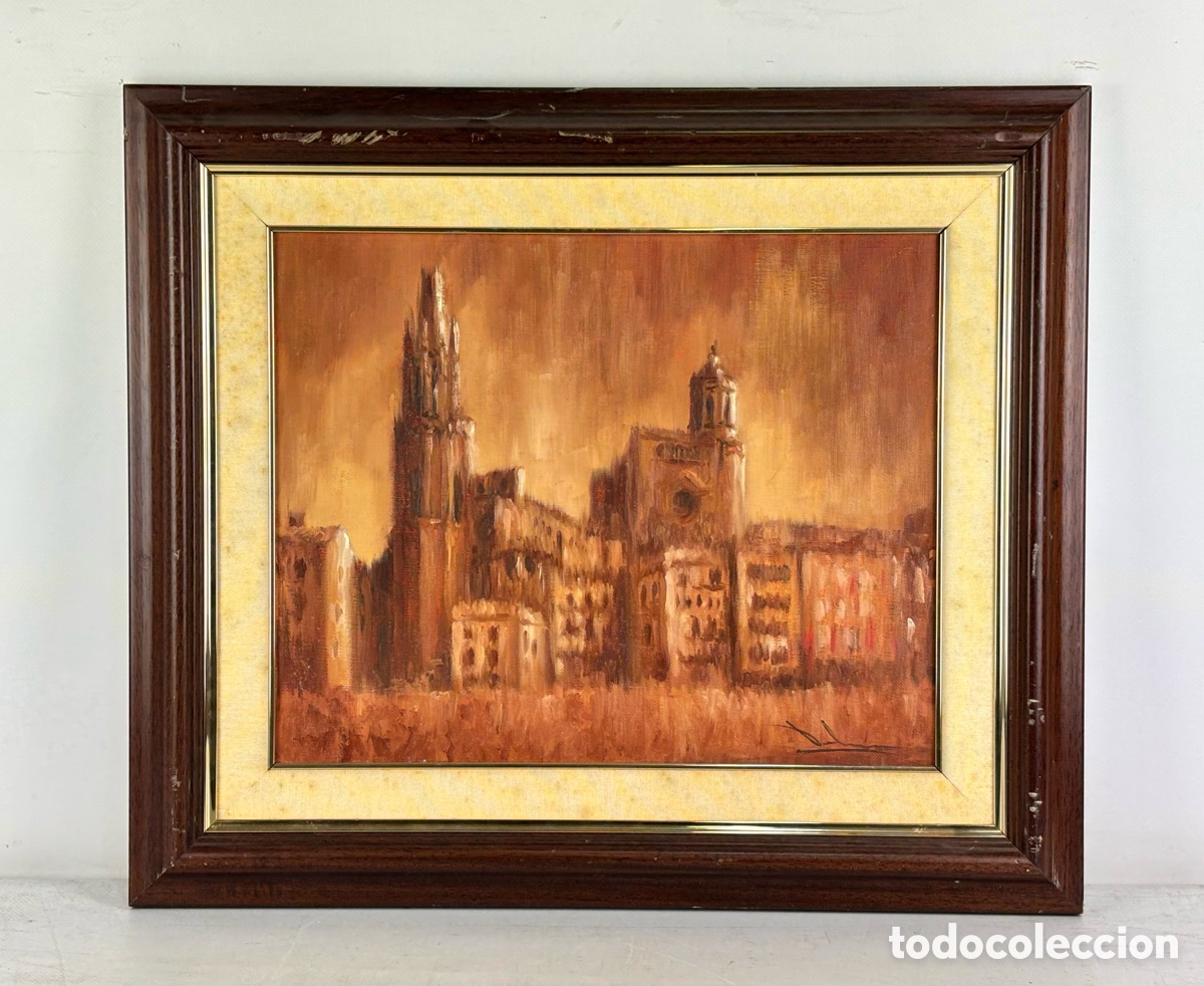 Art: ERNEST DALMAU COROMINAS - VISTA DE GIRONA - OLEO TELA