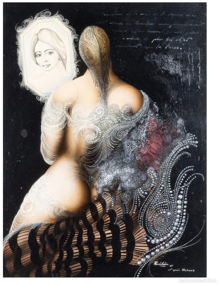 Arte: Cuadro Modesto Roldan Dama Espejo