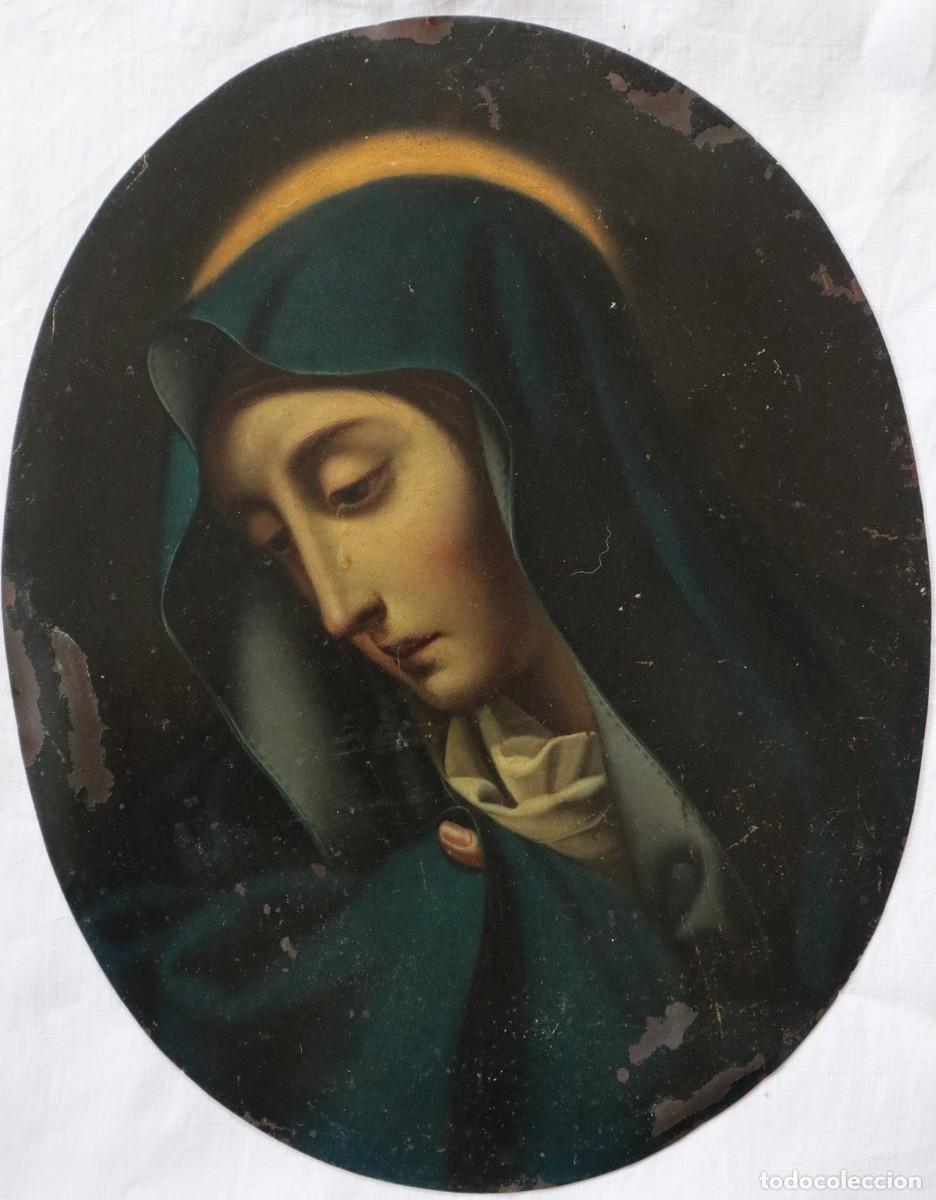 Arte: Carlo Dolci (seguidor). La Virgen del Dedo. &Oacute;leo sobre cobre. Siglo XVIII. Mide 24,5 x 19,5 cm.