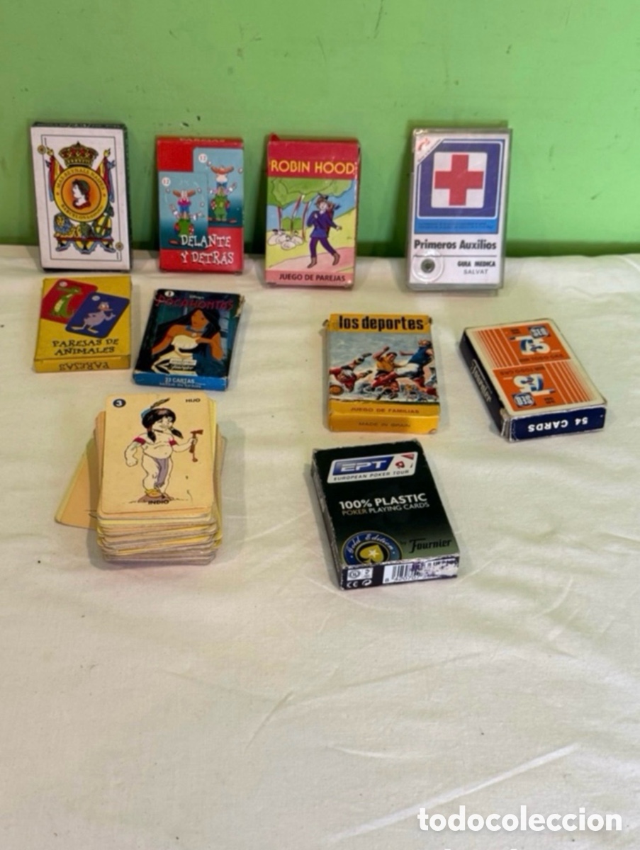 Arte: Lote barajas y juegos de cartas antiguos y modernos - Fournier, Pocahontas, Robin hood y otros