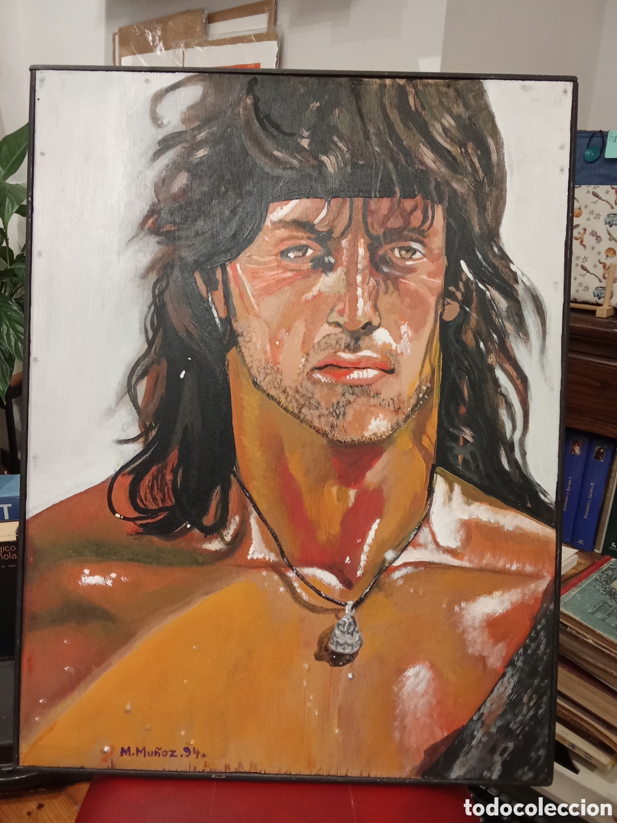 Arte: Cuadro 66*50 Manolo Mu&ntilde;oz 1994 - Rambo Silvestre Stallone