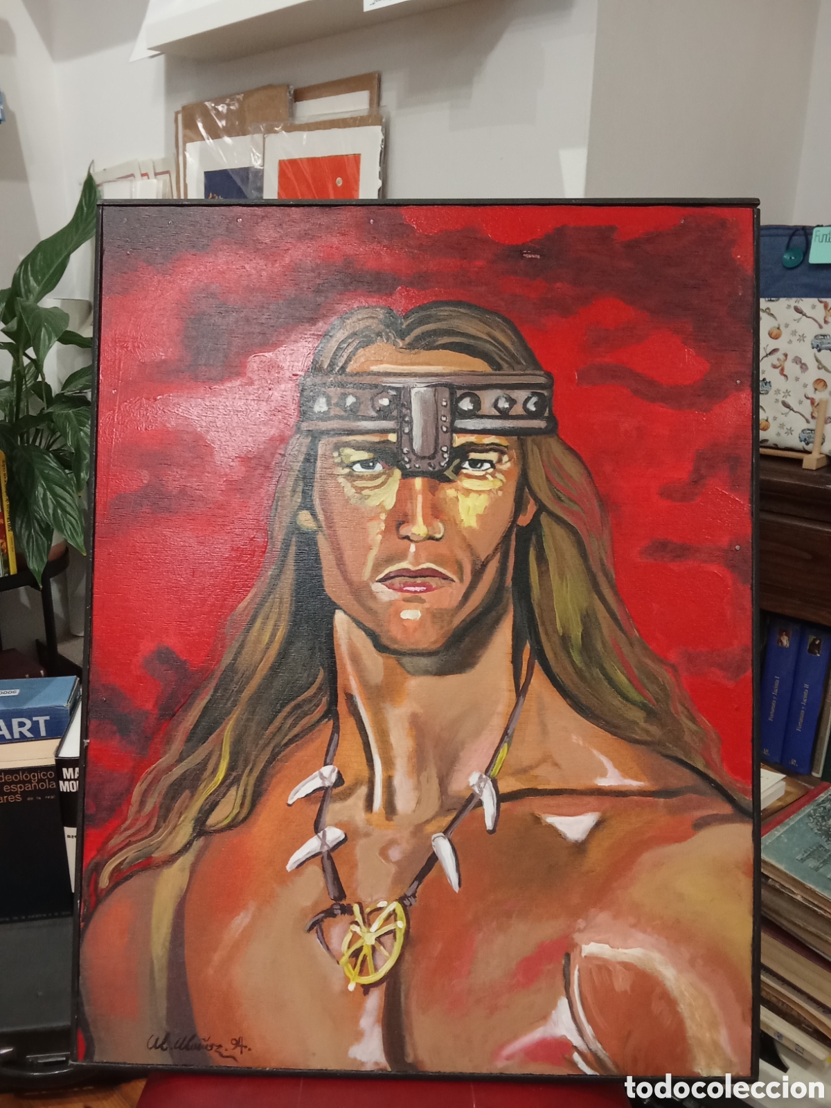 Arte: Cuadro 66*50 Manolo Mu&ntilde;oz 1994 - Conan Arnold Schwarzenegger
