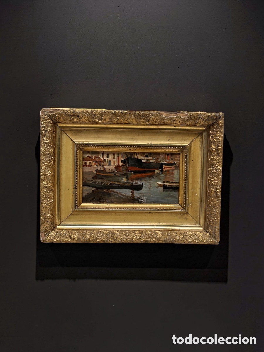 Arte: PAISAJE DE GIJ&Oacute;N (MART&Iacute;NEZ ABADES) SIGLO XIX