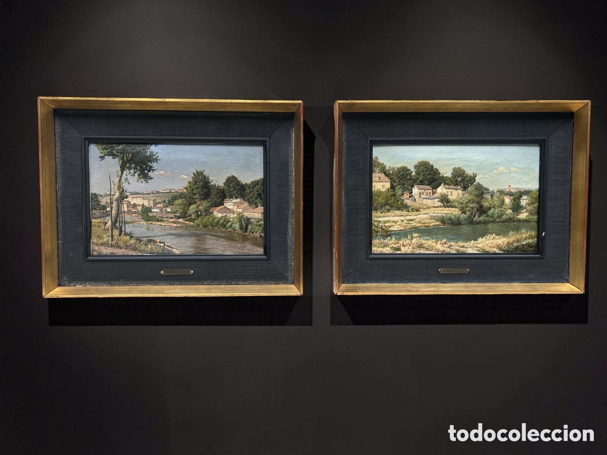 Arte: PAREJA DE PAISAJES DEL RIO MANZANARES MADRID (FRANCISCO CORDERO) (SIGLO XIX)