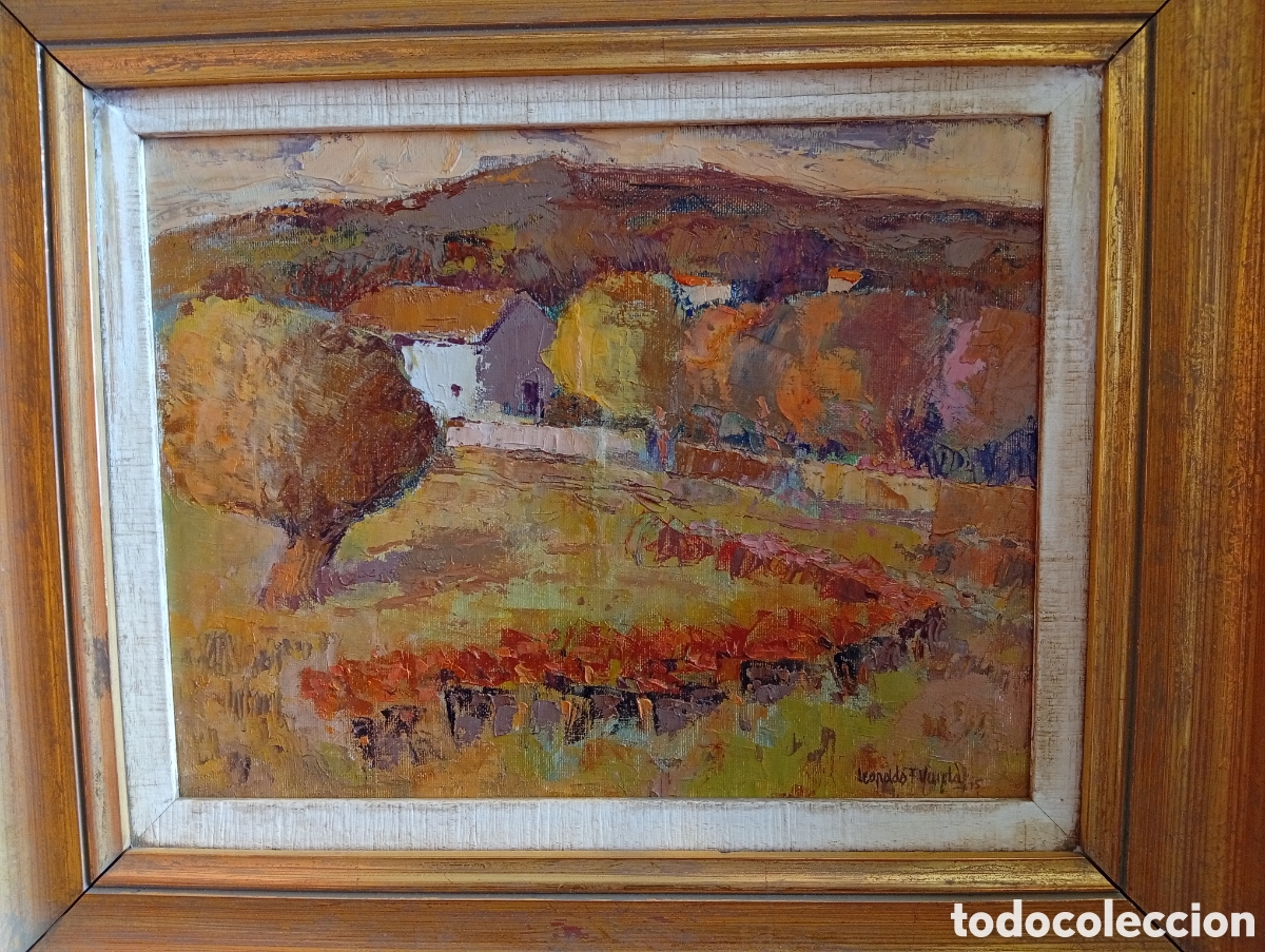 Arte: Pintura gallega oleo lienzo del gran pintor Leopoldo Varela (Porri&ntilde;o ,1929-2007 Vigo)
