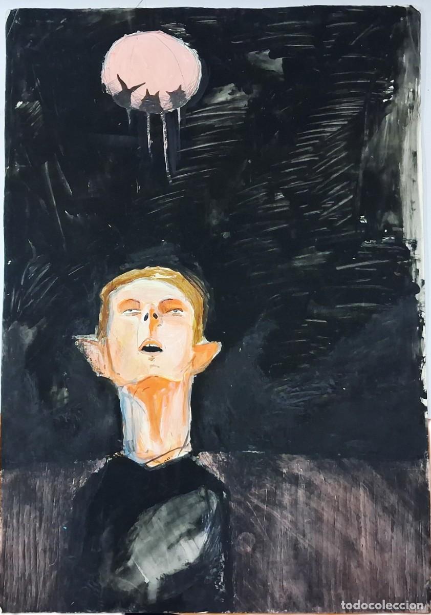 Arte: Pintura Original &Oacute;leo y Carb&oacute;n &ndash; Retrato Surrealista &ndash; 50&times;35 cm &ndash; Arte Vintage