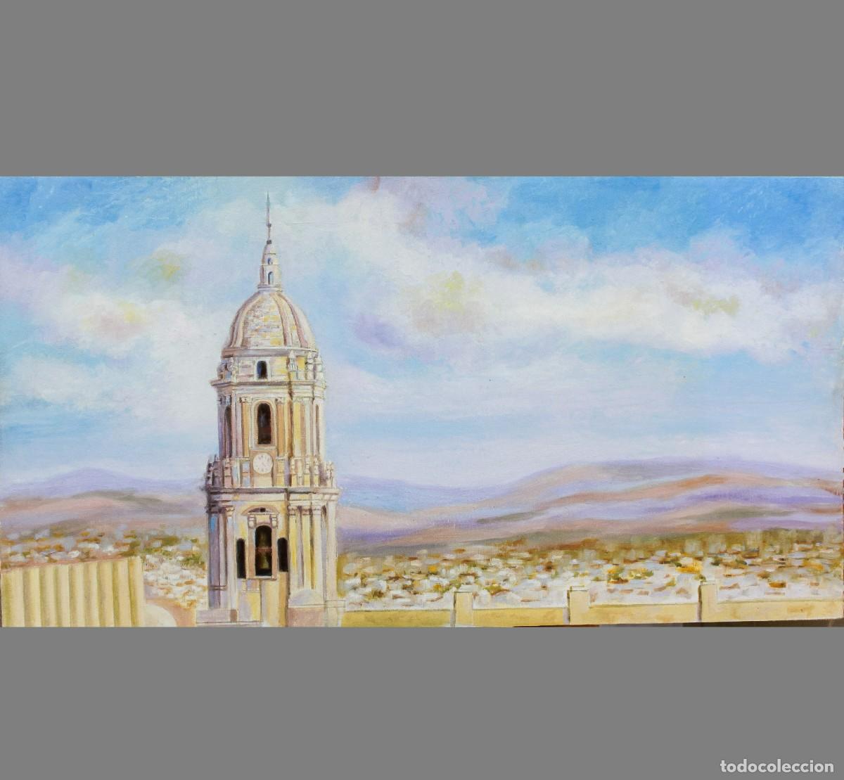 Arte: Cuadro original al &oacute;leo de la catedral de M&aacute;laga. Catedral de M&aacute;laga.