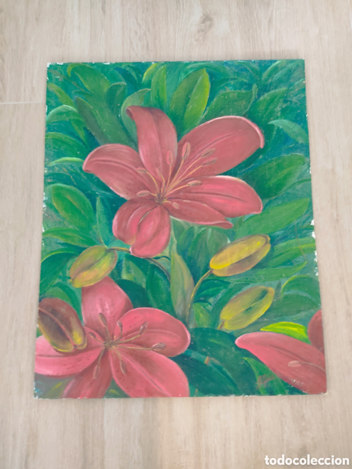 Arte: Oleo sobre tabla flores 62,50x50